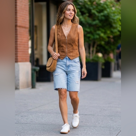 Dynamite Tops - Brown Faux Suede Crop Top from Dynamite